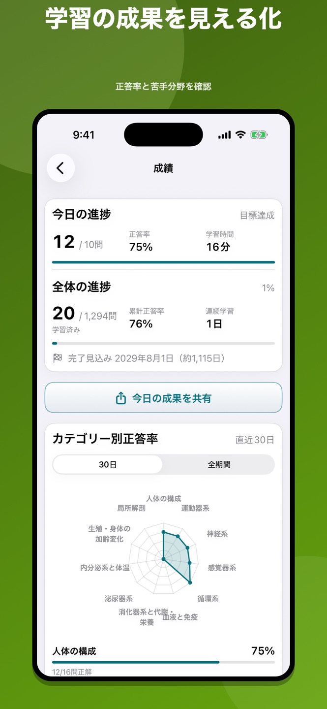 解剖生理学|国家試験・資格対策問題集のスクリーンショット 6